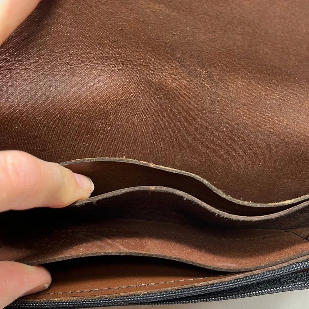 Biker Wallet Brown Leather Fold Over with Snaps